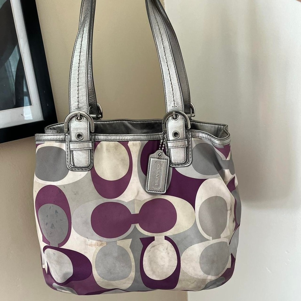 Y2K 2000s Coach Tricolor Signature Op Art Monogram Satchel shoulder bag/handbag